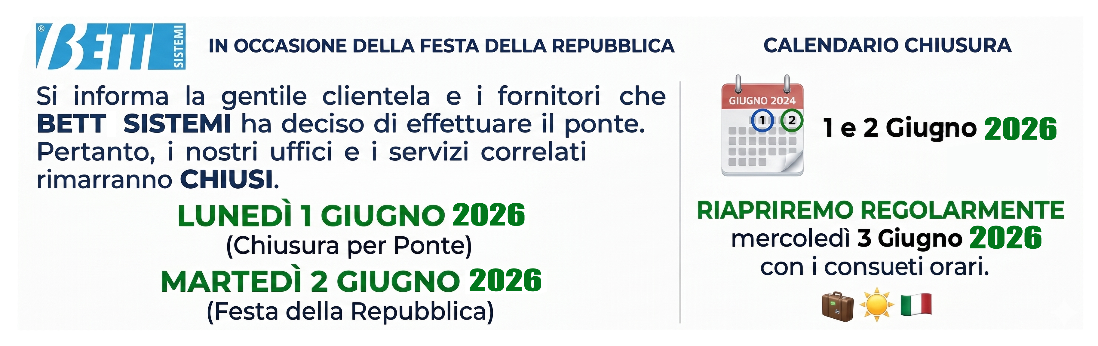 CHIUSURA 1 GIUGNO